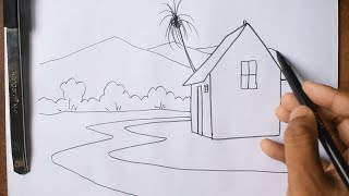 Quick Line Drawing with Sketch Pen | Landscape Step-by-Step Tutorial
