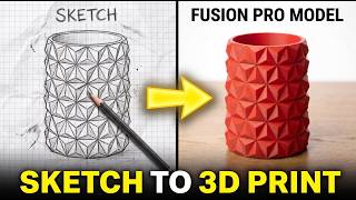How to Create a Pen Holder with Triangle Pattern in Autodesk Fusion 360 (Sketch to 3D Print)