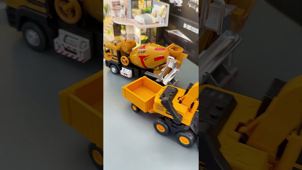 ASMR Bulldozer with Material Container & Automatic Concrete Mixer Truck Unboxing 