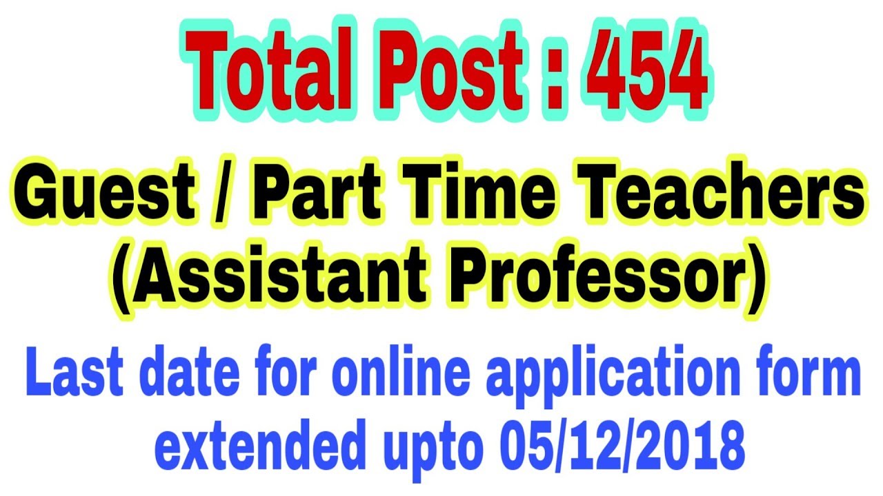Guest Teacher Part Time Teacher Assistant Professor Vacancy 2018