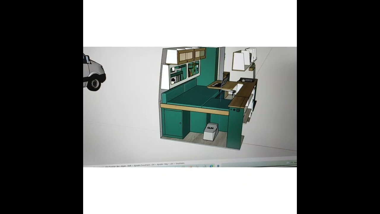 Conception / Plan 3D - Aménagement sur-mesure Mercedes Sprinter