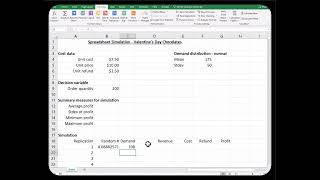 Spreadsheet Simulation with Normal Distribution: Chocolates for Valetine's Day