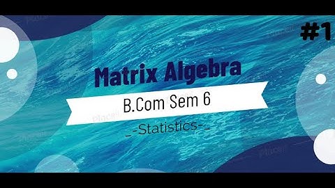 #1 | B.Com Sem6 | Statistics | Matrix Algebra (Theory Part 1)