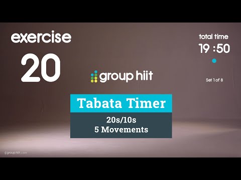Tabata Timer - 20 Min - 20s10s 5 Movements 8 Sets - No Music