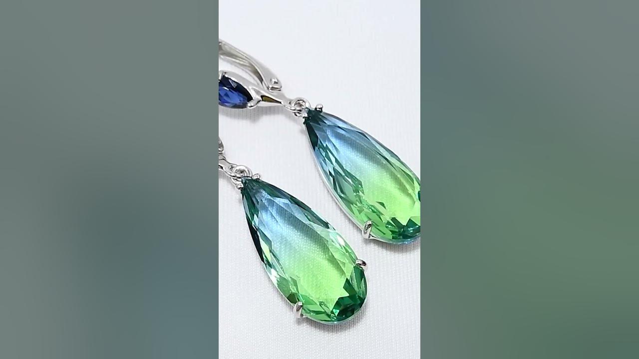 Серьги Соколов из серебра с синтетическими ситалами и фианитами ...