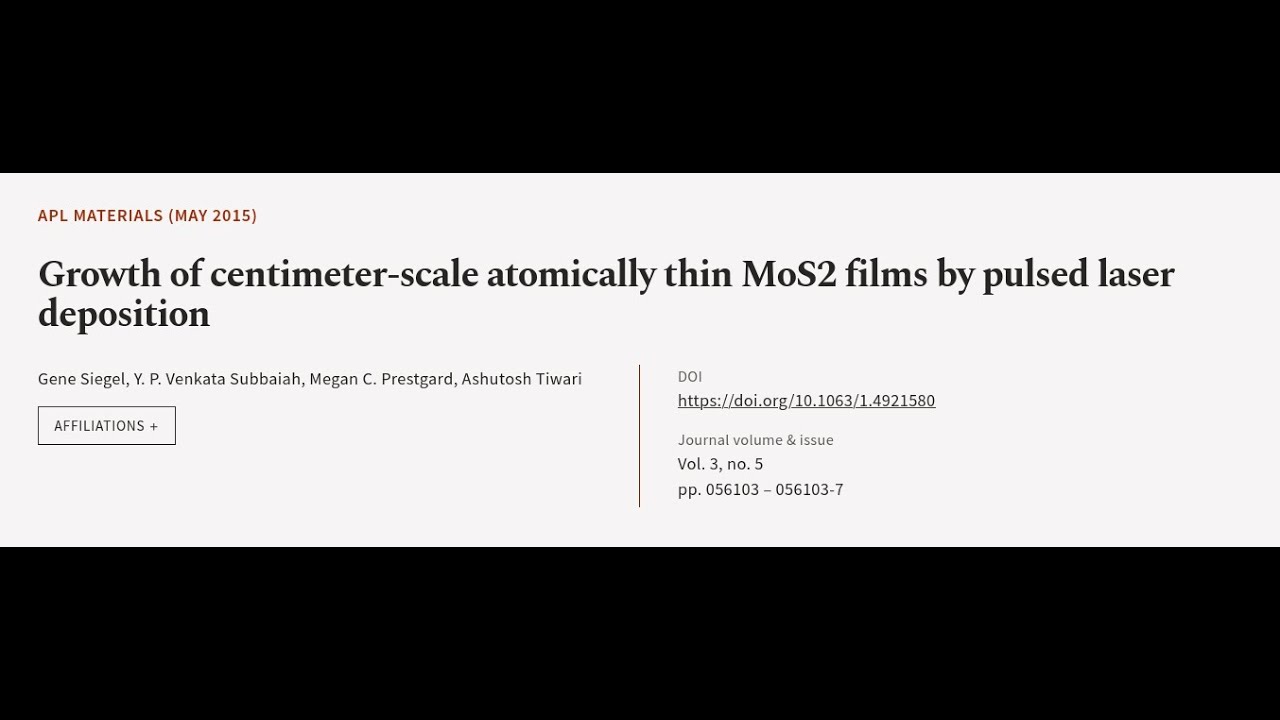 Growth of centimeter-scale atomically thin MoS2 films by pulsed laser ...