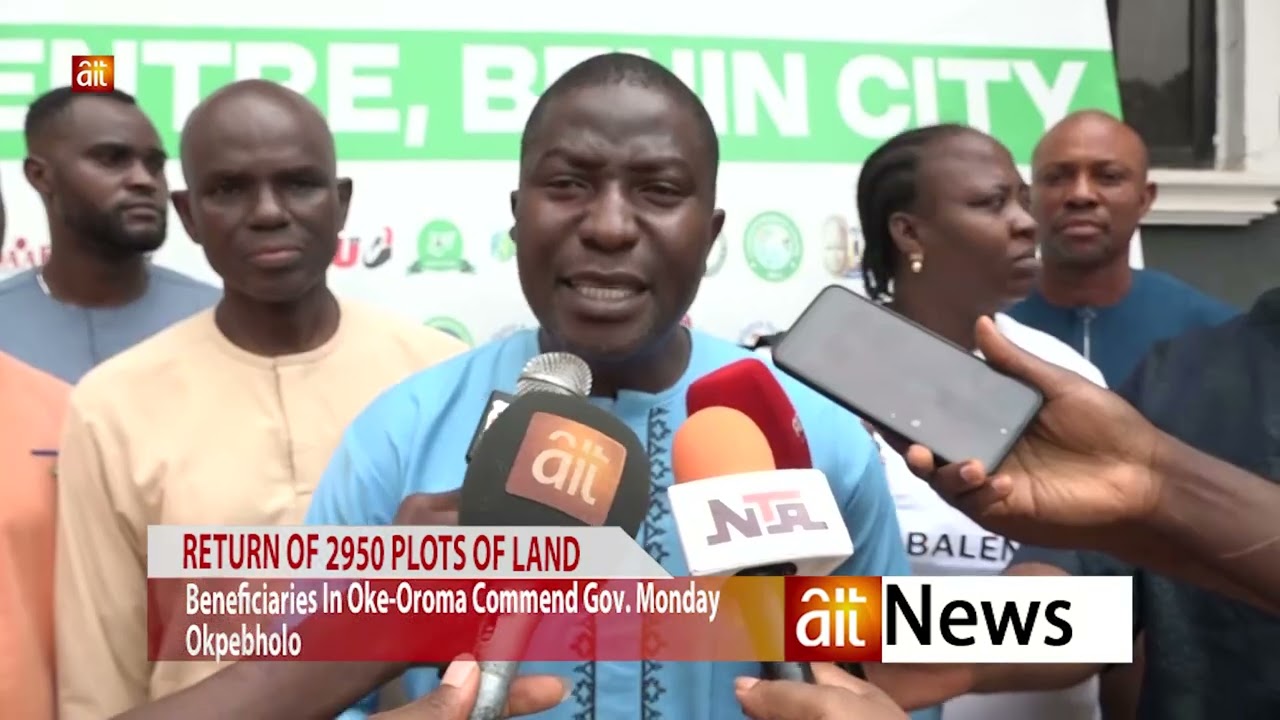 AIT BENIN NEWS. OKE-OROMA PROPERTY OWNERS COMMEND GOV. OKPEBHOLO ON RETURN OF PLOTS OF LAND