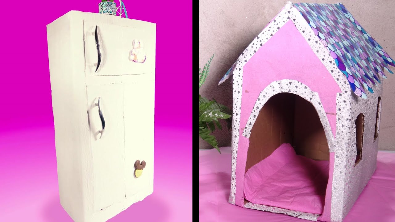 COOL CARDBOARD CRAFTS YOUR KITCHEN FRIDGE AND PETS HOME - YouTube