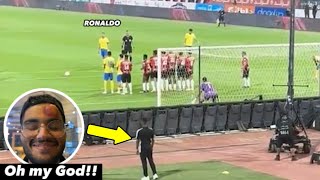 Cristiano Ronaldo headshot Camera Man in free kick vs Al Raed!!😱😳😂
