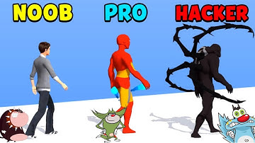 NOOB vs PRO vs HACKER In Hero Verse Run Oggy And Jack Pummy Gaming