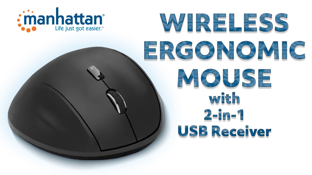 Ergonomic Wireless Mouse w/ 2-in-1 USB Receiver (190237)