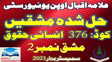 AIOU Solved Assignments | 376 | HUMAN RIGHTS | Assignment No 2 | FA | Spring 2021