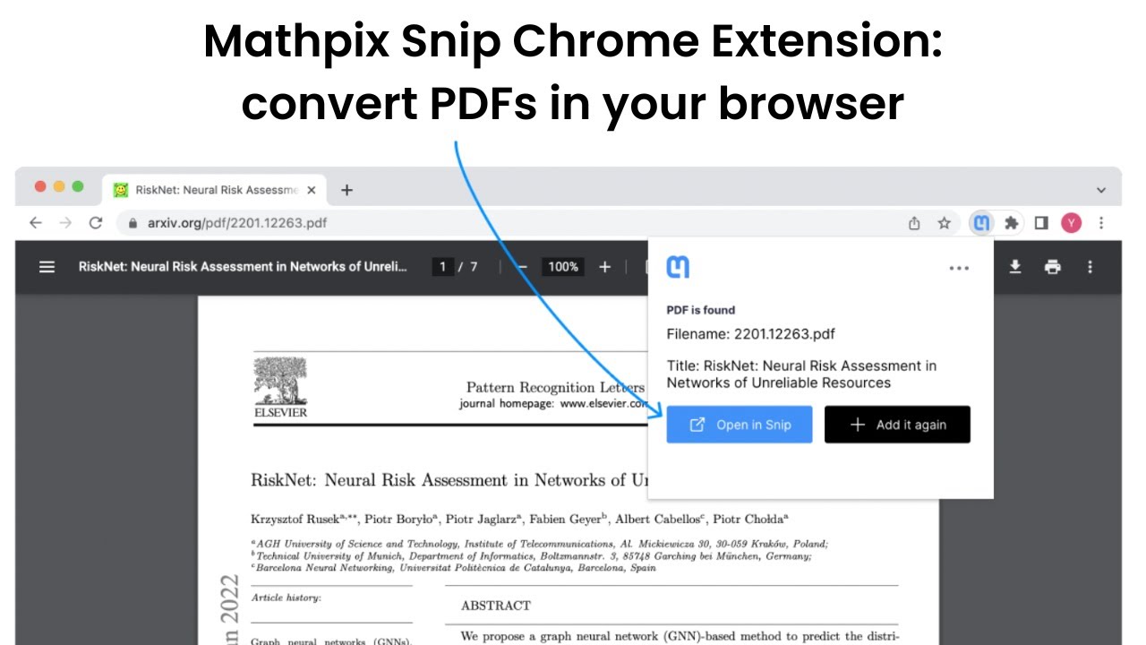Mathpix Snip Chrome Extension read search and convert scientific PDFs