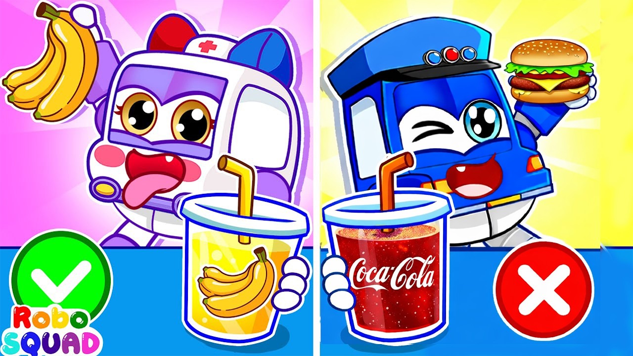 お子様向けのおいしくて健康的な食べ物 | ベビーフルーツソング | 童謡 | RoboSquad