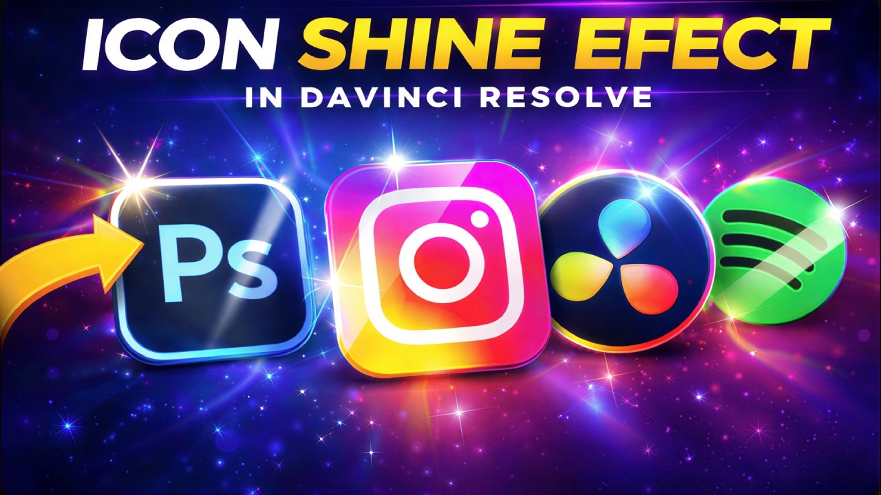 Icon Shine Animation Effect in DaVinci Resolve  Professional Effect