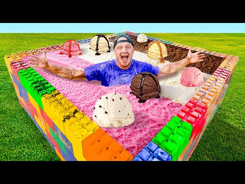 I Filled My Lego Pool With Ice Cream!