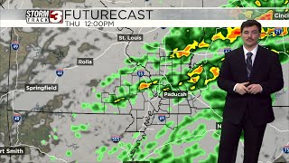 Clouds increase before showers and storms on Thursday