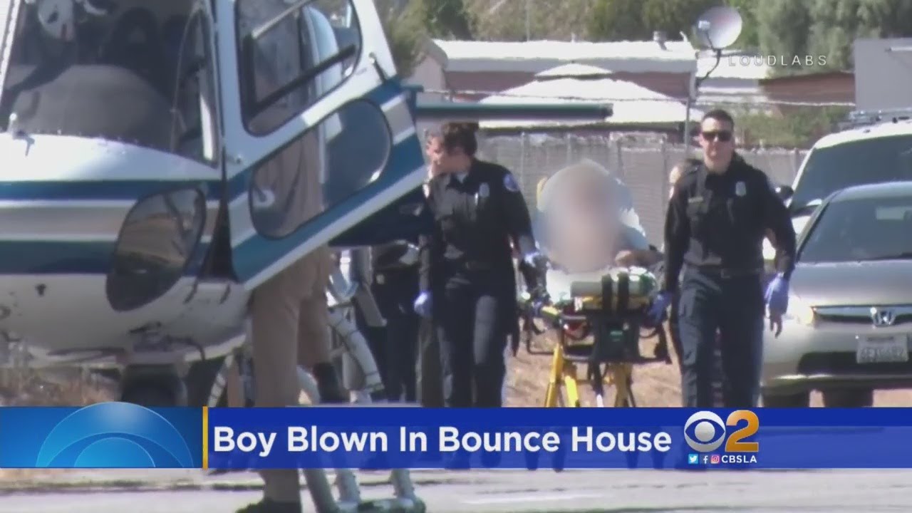 Wild Wind Takes Bounce House Over Fence And Onto Freeway With Child