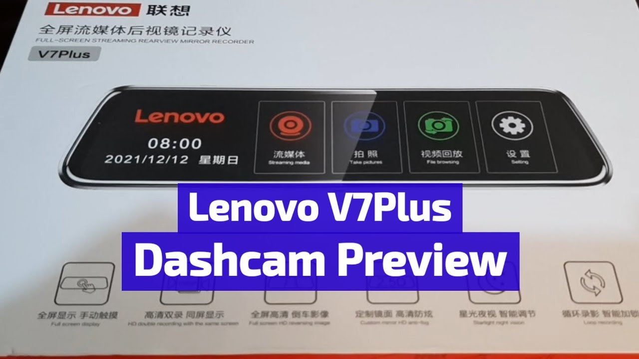 Lenovo V7Plus Dashcam Mirror Car Camera Preview (HD Front and Back