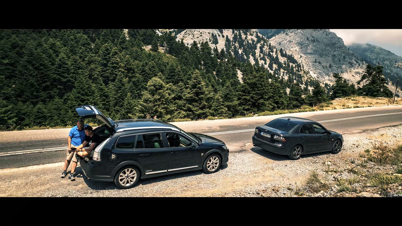 Two SAAB's on a road trip to mount Dirfi, the Greek Fuji (4K)