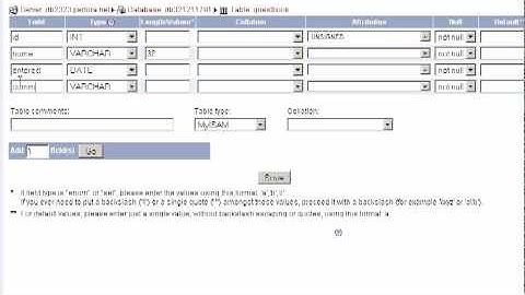 Create Table with phpMyAdmin Video