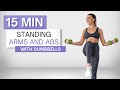 15 min STANDING ARMS AND ABS WORKOUT | With Dumbbells | Upper Body | No Repeats