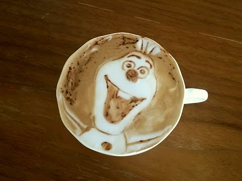 Latteart"Frozen"　本日の暇カプチーノ、『アナと雪の女王』。ラテアート