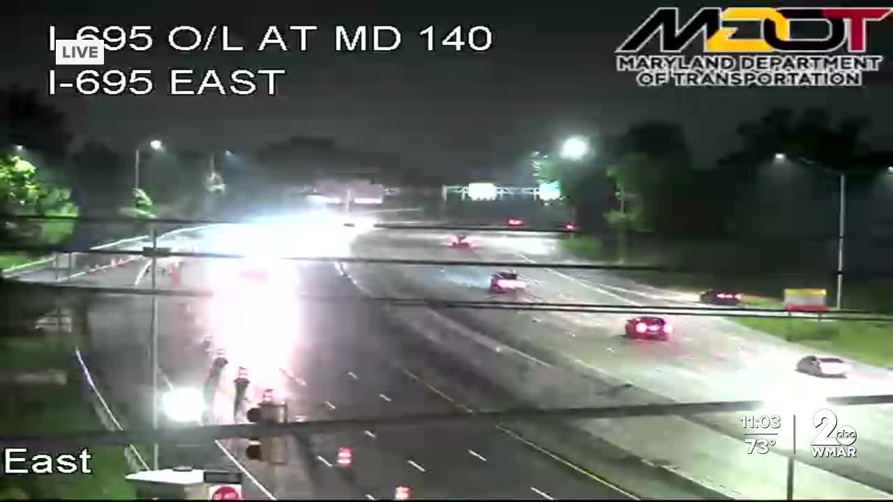 Lane closures on I-695 outer loop in Pikesville begin Sunday night
