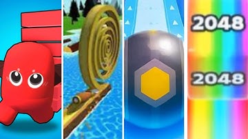 Bridge Race vs Spiral Roll vs Action Balls vs Jelly Run 2048   Mobile games for Android and IOS