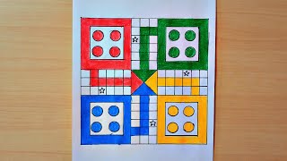 How to Draw Ludo Game On Paper || Ludo game drawing with measurements screenshot 3