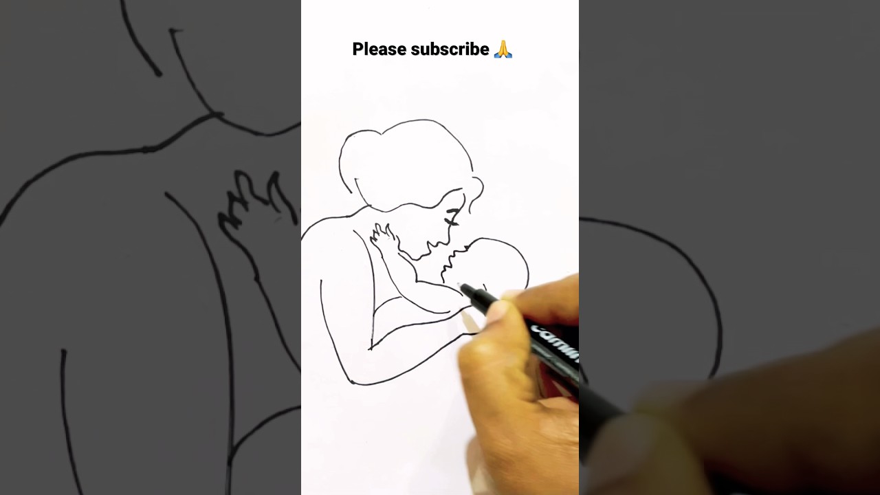 Beautiful mother and baby drawing ✍️//🎶🥰😱😳
