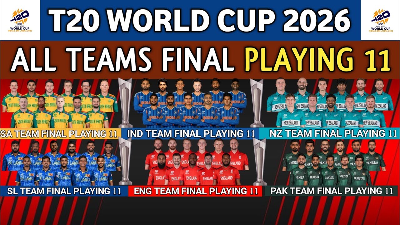 T20 World Cup 2026 | All Teams Final Playing 11 | All Teams Playing 11 | IND, AUS, SA, NZ, PAK, AFG