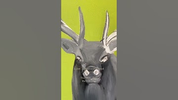 Wildlife painting , oil on canvas, Reindeer painting