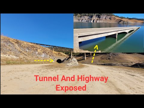 Very Low Water Reveals Tunnels And Highway, Shasta Lake Late October 2022