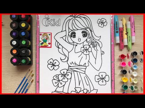 Tô Màu Công Chúa Chibi - TÔ MÀU CÔNG CHÚA HỌA MI BẰNG MÀU NƯỚC SIÊU ĐẸP - Chibi princess, painting watercolors (Chim Xinh)