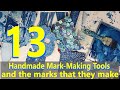 13 handmade markmaking tools and the marks that they make