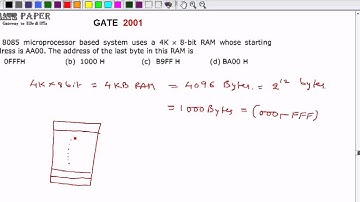 GATE 2001 ECE Last byte address of 4KB RAM starting location at AA00H