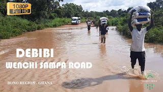 Debibi Road Flood In The Tain District On The Wenchi Sampa Road, Bono Region Of Ghana