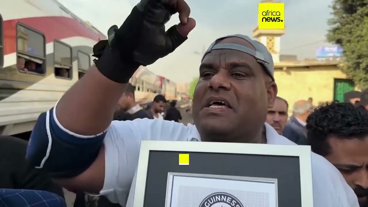 Egyptian sets new world record by pulling 279 tonne train with his teeth