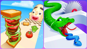 Sandwich Runner Vs Snake Run  3D🟣🍒🟣Max Levels New Update Gameplay DR12R