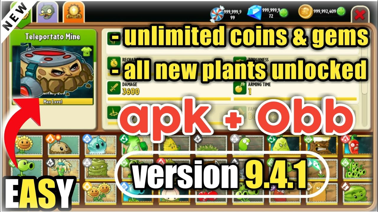 Plants vs Zombies 2 v11.0.1 MOD APK + OBB (Unlimited Coins/Gems