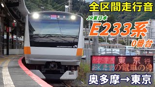 【全区間走行音】E233系0番台〈ホリデー快速〉奥多摩→東京 (2021.10)