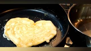 Making heart shape pancakes!