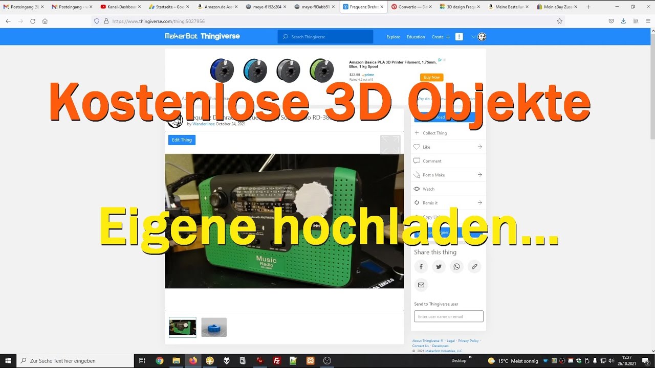 Kostenlose 3D Objekte für 3D Druck bei Thingiverse (eigene STL Dateien