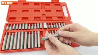 MY DIY - 40pcs Star Wrench Set CRV / 40pcs Hex Star Spline Socket Screw Driver Bit Set Drive TORX