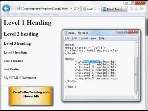 HTML5 Training Series (HTML 5) - Tutorial 6 - Creating Headings