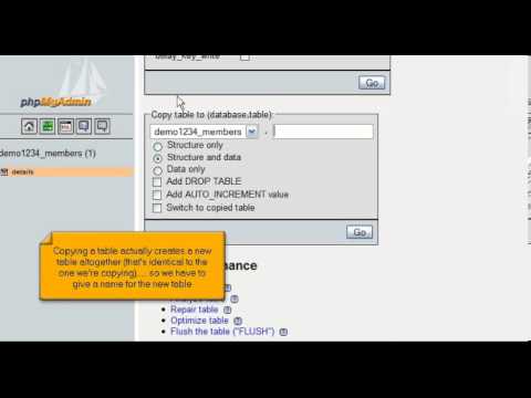 Copying a database table with phpMyAdmin
