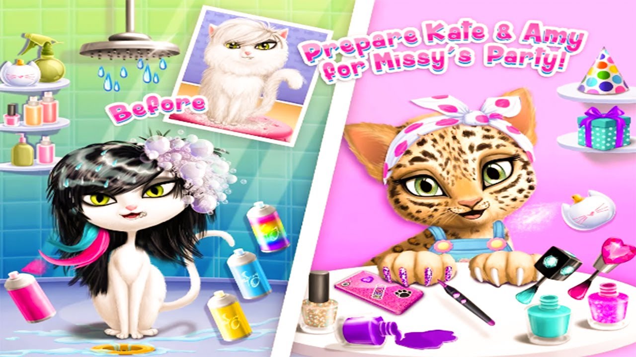 Cat Hair Salon Birthday Party Game Cute Kitten Learn Hair Makeover