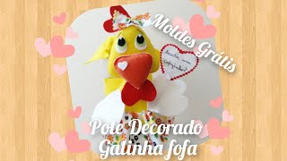 Pote Decorado Com Galinhaem Feltroporta Galletas,Decoradas De Pollo En Fieltro