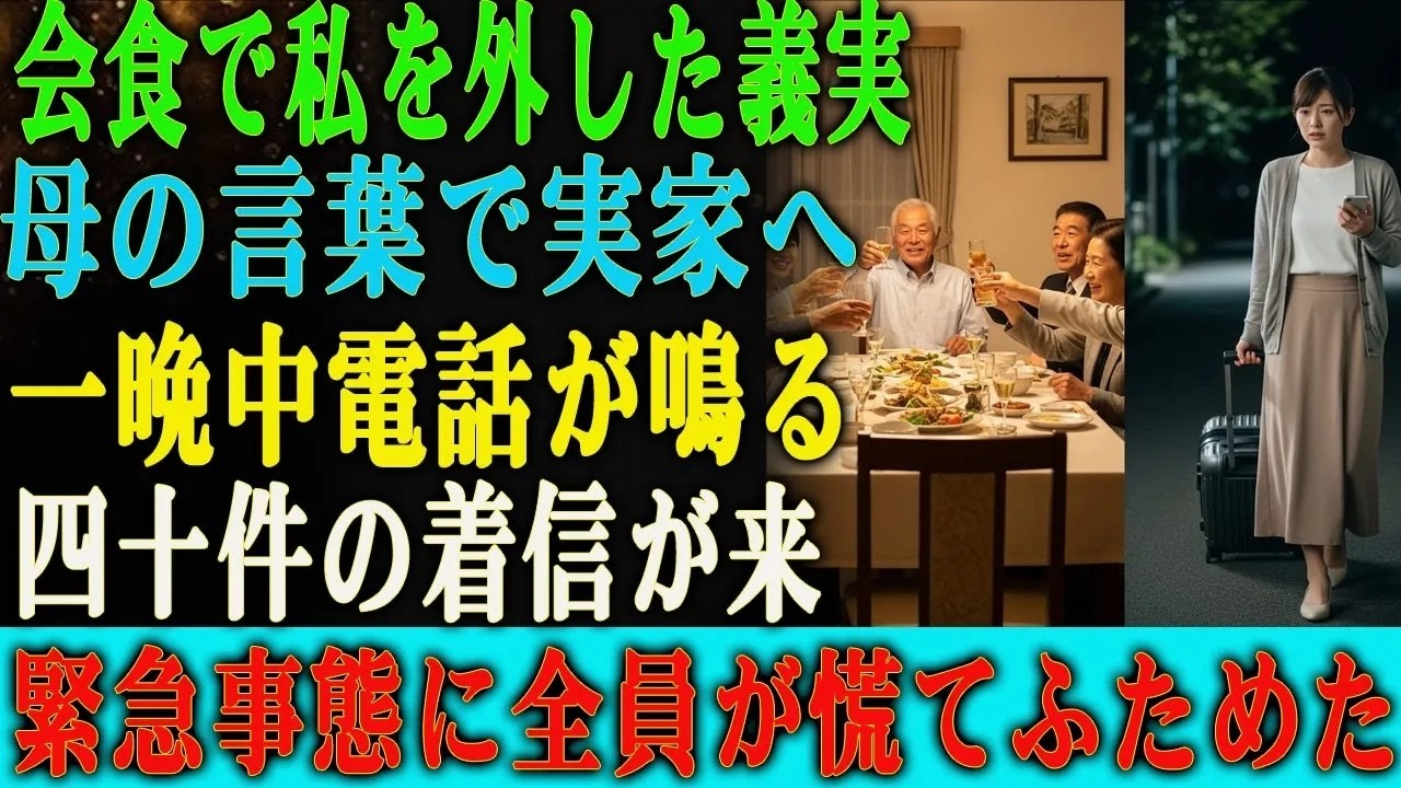 私はスマホの充電器をあえて夫の家に置き、バッテリーが切れるのを待っていた。三回も続けて、義理の家族が私だけを除いて夕食会を開いた。夫の言い訳は「みんな忘れてただけだよ」だった。だから、私は母の助言で静かに実家へ戻り、電源を切った。すると、不在着信は40件。夫は「お願いだから、一言だけでも返信してくれ」と懇願してきた。でも、彼は一度も「なぜ君が傷ついたのか」と聞かなかった。彼は、私が何が嫌で家...